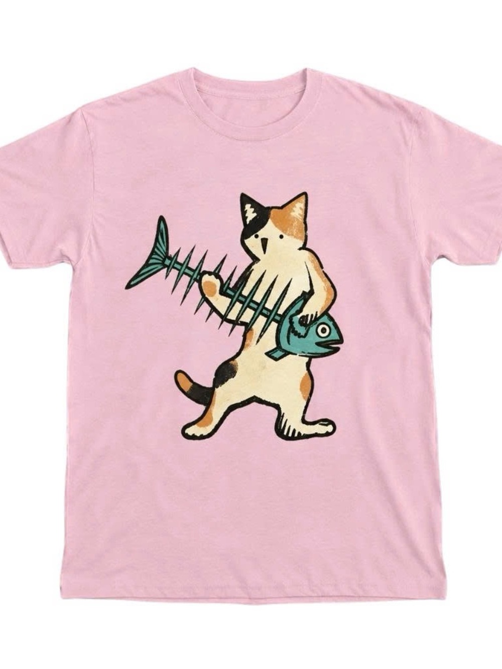 Pink Funny Cat Playing Guitar Graphic T-Shirt Gildan Tee Top